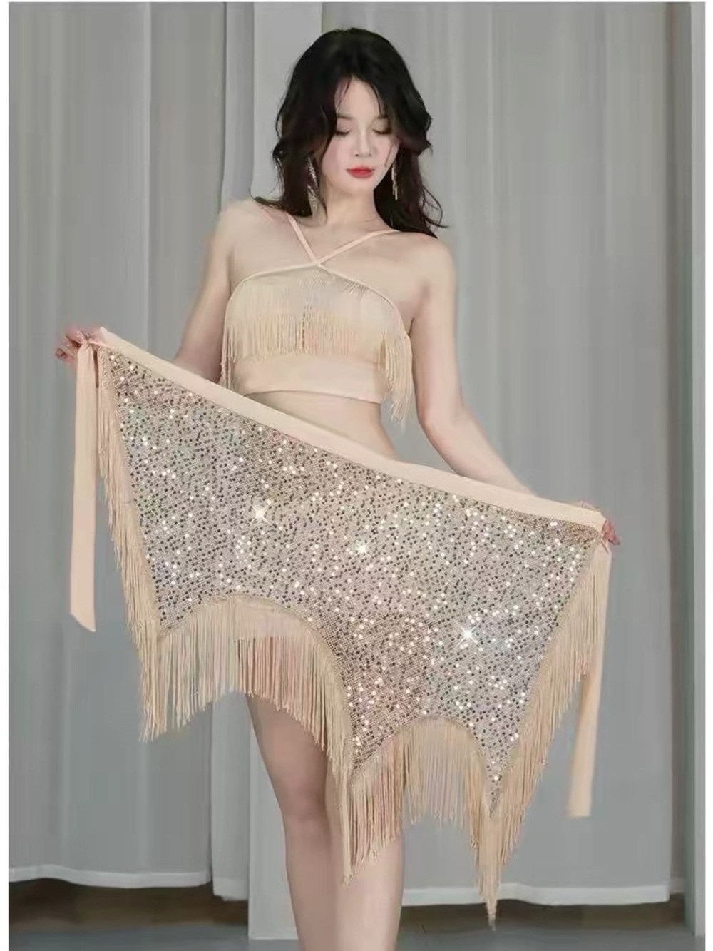 Sequin Fringe Belly Dance Hip Scarf